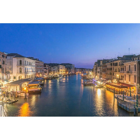 Italy-Venice Grand Canal at Twilight from Rialto Bridge Gold Ornate Wood Framed Art Print with Double Matting by Tilley, Rob