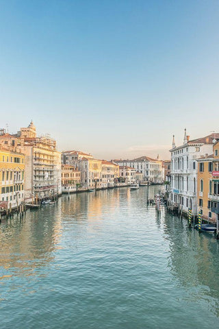 Italy-Venice Grand Canal from Academia Bridge White Modern Wood Framed Art Print with Double Matting by Tilley, Rob