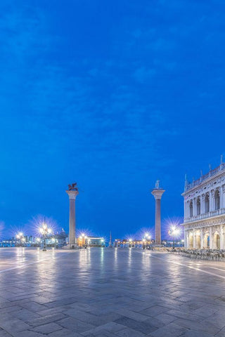 Italy-Venice San Marco Piazza at dawn Black Ornate Wood Framed Art Print with Double Matting by Tilley, Rob