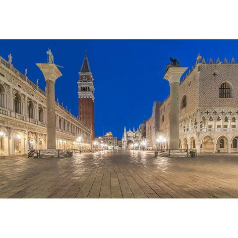 Italy-Venice San Marco Piazza at dawn White Modern Wood Framed Art Print by Tilley, Rob