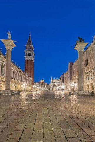 Italy-Venice San Marco Piazza at dawn Black Ornate Wood Framed Art Print with Double Matting by Tilley, Rob