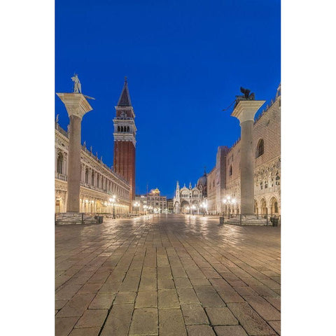 Italy-Venice San Marco Piazza at dawn Black Modern Wood Framed Art Print with Double Matting by Tilley, Rob