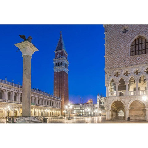 Italy-Venice San Marco Piazza at dawn Black Modern Wood Framed Art Print with Double Matting by Tilley, Rob
