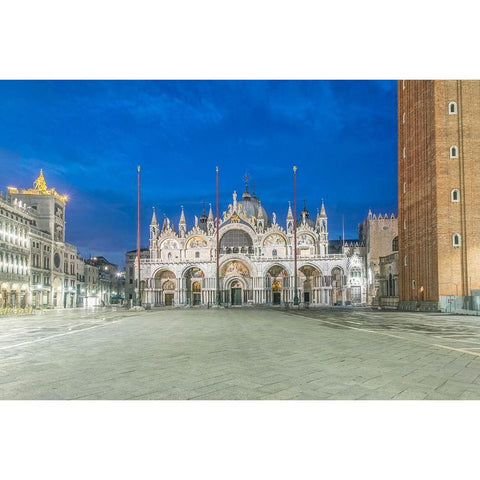 Italy-Venice St Marks Basilica built in the 11th century at dawn Black Modern Wood Framed Art Print by Tilley, Rob