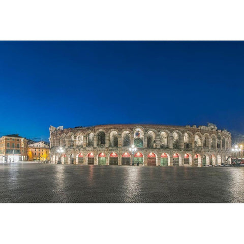 Italy-Verona Piazza Bro dawn Gold Ornate Wood Framed Art Print with Double Matting by Tilley, Rob