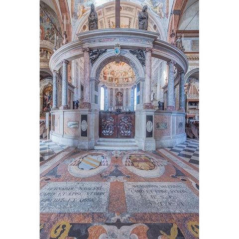 Italy-Verona Verona Cathedral-built in the 12th century Black Modern Wood Framed Art Print with Double Matting by Tilley, Rob