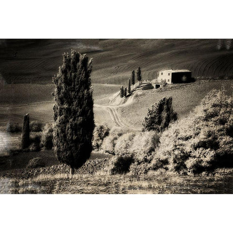 Italy Tuscany-Villa in the Tuscan hillside Black Modern Wood Framed Art Print by Eggers, Terry