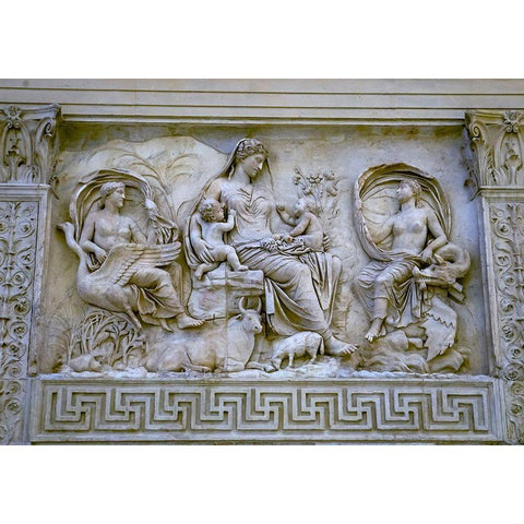 Earth Mother Roman Goddess Statue Ara Pacis Altar of Augustus Peace-Rome-Italy White Modern Wood Framed Art Print by Perry, William