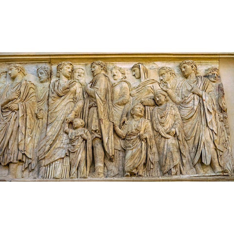 Imperial Family Statue Ara Pacis Altar of Augustus Peace-Rome-Italy Black Modern Wood Framed Art Print by Perry, William