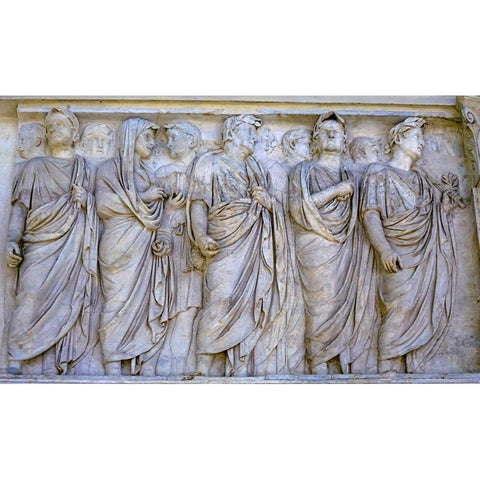 Imperial Family Statue Empero Tiberius Ara Pacis Altar of Augustus Peace-Rome-Italy  Black Modern Wood Framed Art Print with Double Matting by Perry, William