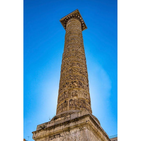Emperor Marcus Aurelius Column-Rome-Italy Column erected in 193 AD Black Modern Wood Framed Art Print by Perry, William