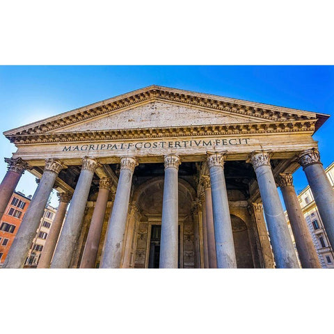 Roman Columns Pantheon-Rome-Italy Rebuilt by Hadrian in 118 to 125 AD Black Modern Wood Framed Art Print with Double Matting by Perry, William