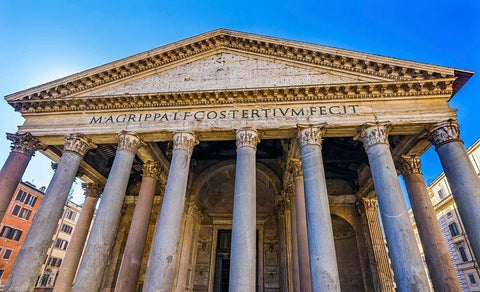 Roman Columns Pantheon-Rome-Italy Rebuilt by Hadrian in 118 to 125 AD White Modern Wood Framed Art Print with Double Matting by Perry, William