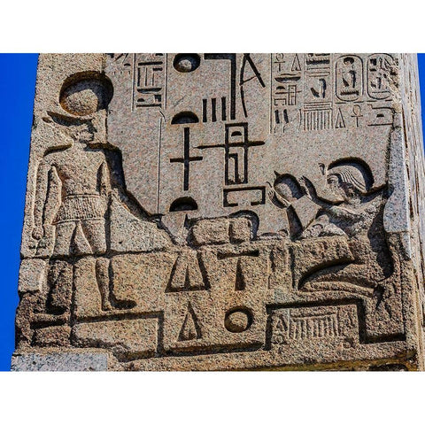 Egyptian Figures Hieroglyphics Obelisk Piazza Popolo-Rome-Italy Black Modern Wood Framed Art Print with Double Matting by Perry, William