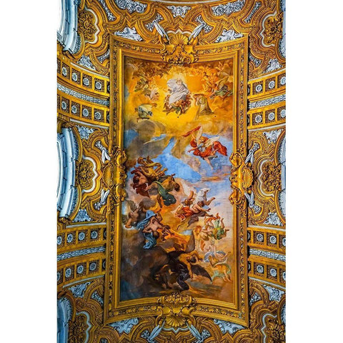 Ceiling God Fresco Basilica Saint Ambrogio Carlo al Corso Basilica Church-Rome-Italy Black Modern Wood Framed Art Print by Perry, William