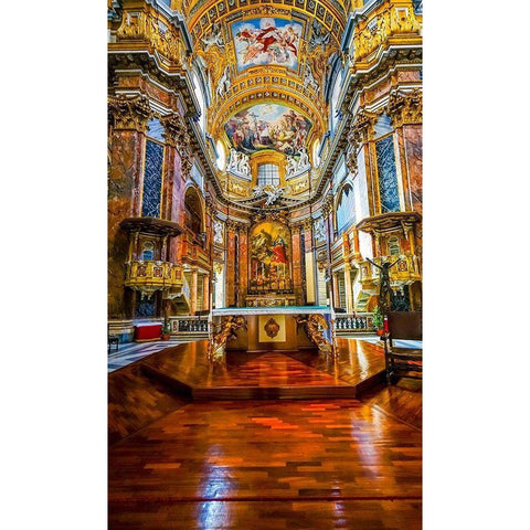 Altar Frescos Wood Floor Basilica Saint Ambrogio Carlo al Corso Basilica Church-Rome-Italy Black Modern Wood Framed Art Print by Perry, William