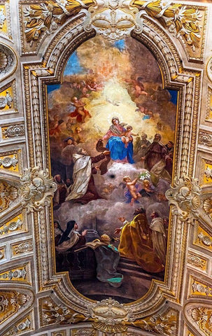 Ceiling Fresco Basilica Santa Maria in Traspontina Church-Rome-Italy Built in the 1600s White Modern Wood Framed Art Print with Double Matting by Perry, William