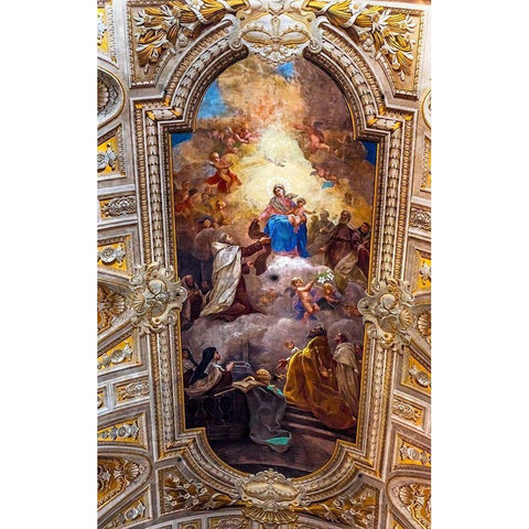 Ceiling Fresco Basilica Santa Maria in Traspontina Church-Rome-Italy Built in the 1600s Black Modern Wood Framed Art Print by Perry, William