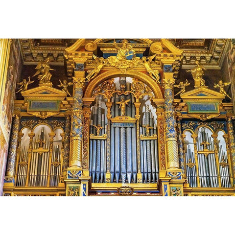 Golden Organ Basilica di San Giovanni in Laterano-Rome-Italy Built 324 by Emperor Constantine Black Modern Wood Framed Art Print by Perry, William