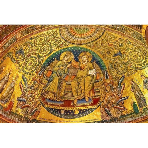 Coronation of Mary and Jesus mosaic Santa Maria Maggiore-Rome-Italy Black Modern Wood Framed Art Print by Perry, William