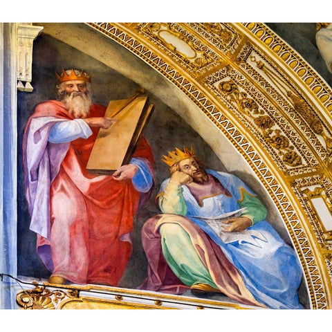 Kings Fresco Santa Maria Maggiore-Rome-Italy Built 422-432 White Modern Wood Framed Art Print by Perry, William