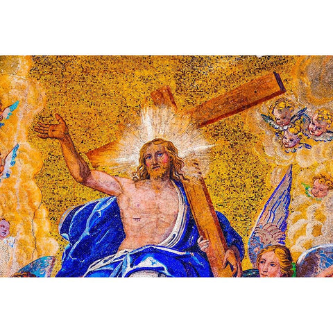 Jesus Christ-angels resurrection facade Saint Marks Cathedral-Venice-Italy Black Modern Wood Framed Art Print with Double Matting by Perry, William