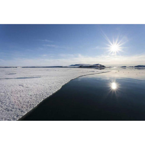 Svalbard Sunburst reflected in still water Black Modern Wood Framed Art Print by Young, Bill