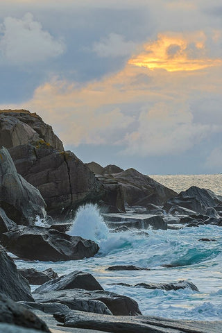 Norway- Lofoten Islands. Uttakleiv Beach Black Modern Wood Framed Art Print by Looney, Hollice