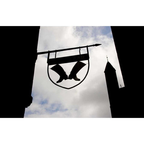 Poland, Gdansk Silhouette of shop sign White Modern Wood Framed Art Print by Ross, Nancy ,  Steve