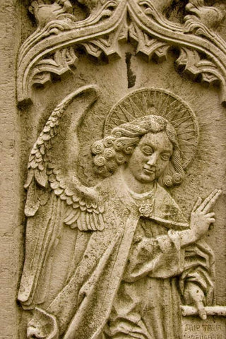 Poland, Gdansk Bas relief of religious icon Black Ornate Wood Framed Art Print with Double Matting by Ross, Nancy ,  Steve