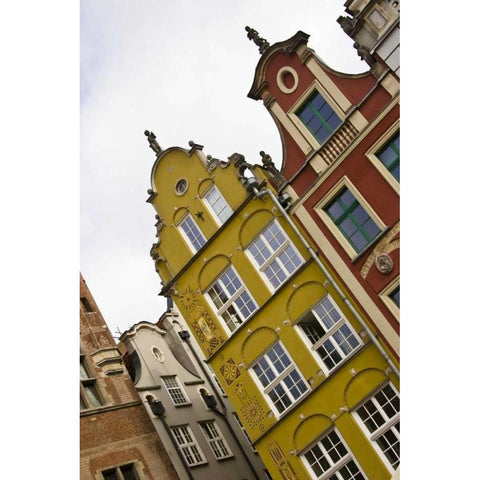 Poland, Gdansk Detail of Old Town row houses White Modern Wood Framed Art Print by Ross, Nancy ,  Steve