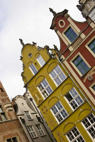Poland, Gdansk Detail of Old Town row houses White Modern Wood Framed Art Print with Double Matting by Ross, Nancy ,  Steve
