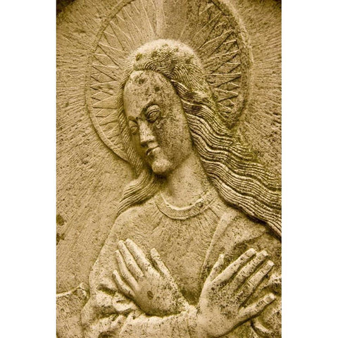 Poland, Gdansk Bas relief of religious icon Black Modern Wood Framed Art Print by Ross, Nancy ,  Steve