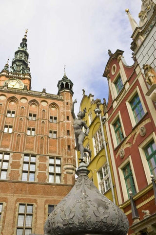 Poland, Gdansk Town Hall buildings in Old Town White Modern Wood Framed Art Print with Double Matting by Ross, Nancy ,  Steve