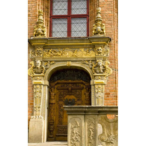 Poland, Gdansk Detail of ornate door Black Modern Wood Framed Art Print with Double Matting by Ross, Nancy ,  Steve
