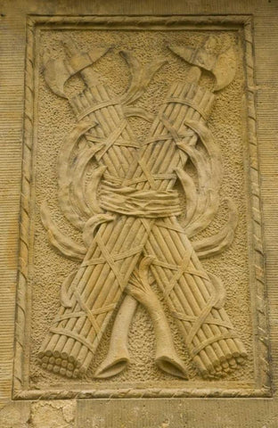 Poland, Gdansk Bas relief on side of building Black Ornate Wood Framed Art Print with Double Matting by Ross, Nancy ,  Steve