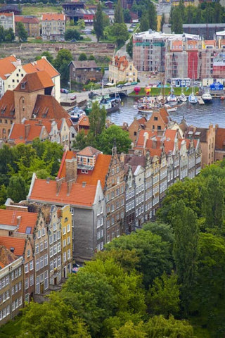 Poland, Gdansk View of buildings and bay Black Ornate Wood Framed Art Print with Double Matting by Zuckerman, Jim