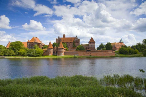 Poland, Malbork Medieval Malbork Castle Black Ornate Wood Framed Art Print with Double Matting by Zuckerman, Jim