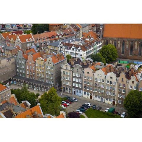 Poland, Gdansk View of buildings White Modern Wood Framed Art Print by Zuckerman, Jim