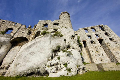 Poland Close-up of Ogrodzieniec Castle Black Ornate Wood Framed Art Print with Double Matting by Zuckerman, Jim