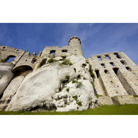 Poland Close-up of Ogrodzieniec Castle Gold Ornate Wood Framed Art Print with Double Matting by Zuckerman, Jim