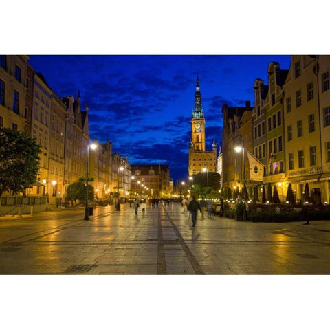 Poland, Gdansk Plaza for walking and dining Black Modern Wood Framed Art Print with Double Matting by Zuckerman, Jim