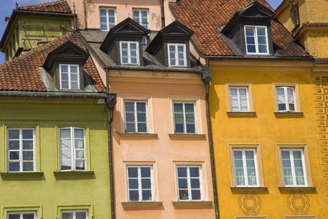 Poland, Warsaw Close-up of building facade Black Ornate Wood Framed Art Print with Double Matting by Zuckerman, Jim