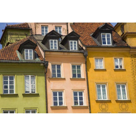 Poland, Warsaw Close-up of building facade Black Modern Wood Framed Art Print by Zuckerman, Jim