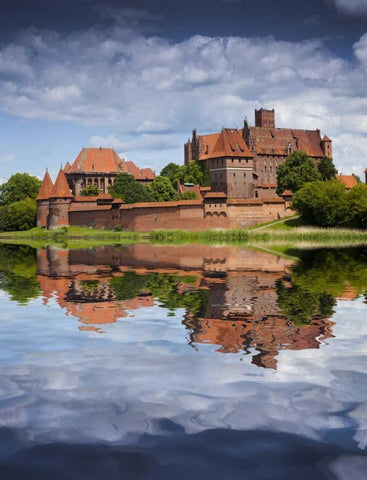 Poland, Malbork Medieval Malbork Castle Black Ornate Wood Framed Art Print with Double Matting by Zuckerman, Jim