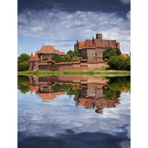 Poland, Malbork Medieval Malbork Castle Black Modern Wood Framed Art Print by Zuckerman, Jim