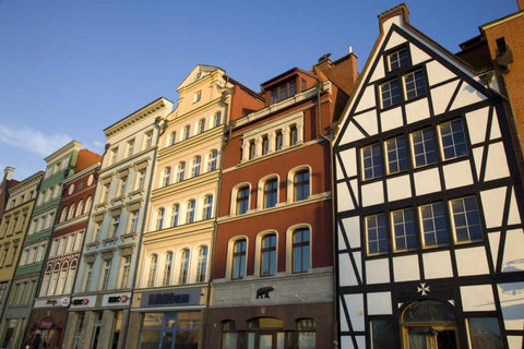 Europe, Poland, Gdansk Close-up of buildings White Modern Wood Framed Art Print with Double Matting by Zuckerman, Jim