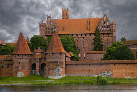 Europe, Poland, Malbork Medieval Malbork Castle Black Ornate Wood Framed Art Print with Double Matting by Zuckerman, Jim