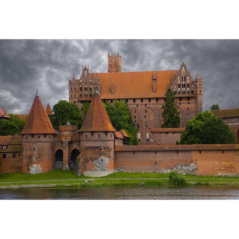 Europe, Poland, Malbork Medieval Malbork Castle Black Modern Wood Framed Art Print with Double Matting by Zuckerman, Jim