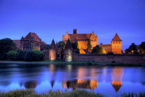 Europe, Poland, Malbork Medieval Malbork Castle Black Ornate Wood Framed Art Print with Double Matting by Zuckerman, Jim
